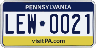 PA license plate LEW0021