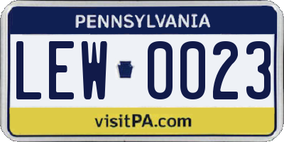 PA license plate LEW0023