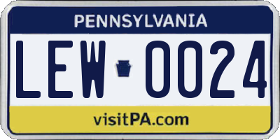 PA license plate LEW0024