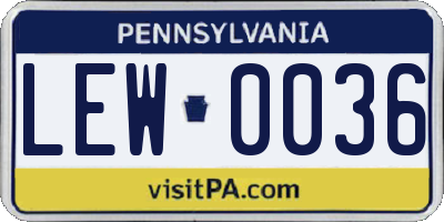 PA license plate LEW0036