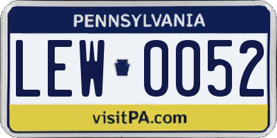 PA license plate LEW0052