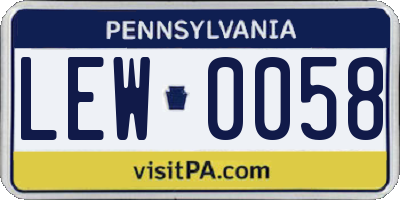 PA license plate LEW0058