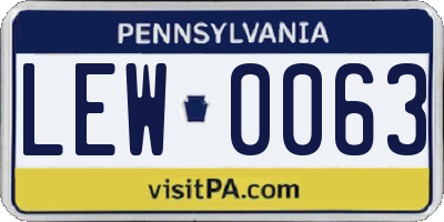 PA license plate LEW0063