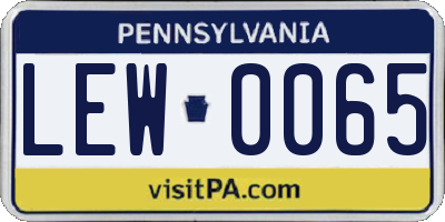 PA license plate LEW0065