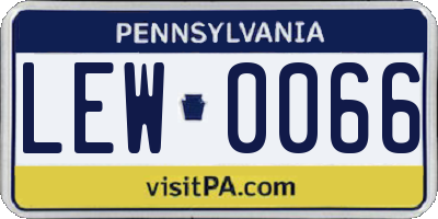PA license plate LEW0066