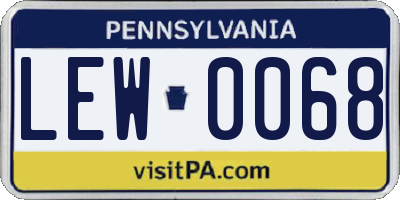 PA license plate LEW0068
