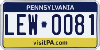 PA license plate LEW0081