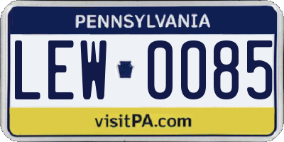 PA license plate LEW0085