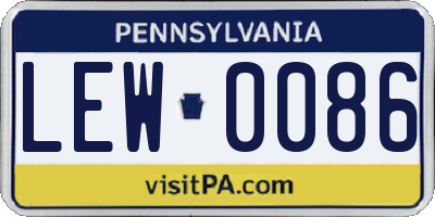 PA license plate LEW0086