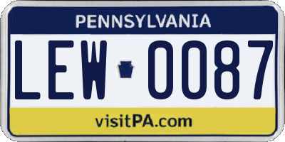PA license plate LEW0087
