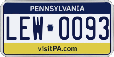 PA license plate LEW0093