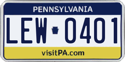 PA license plate LEW0401