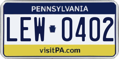 PA license plate LEW0402