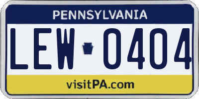 PA license plate LEW0404
