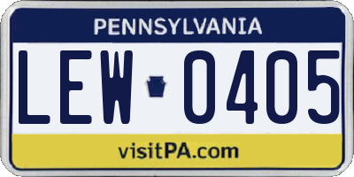 PA license plate LEW0405