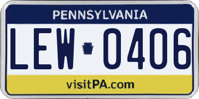 PA license plate LEW0406