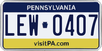 PA license plate LEW0407