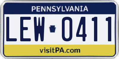 PA license plate LEW0411
