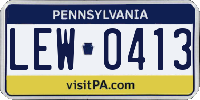 PA license plate LEW0413