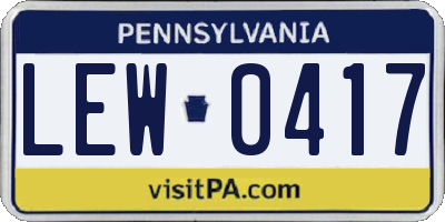 PA license plate LEW0417