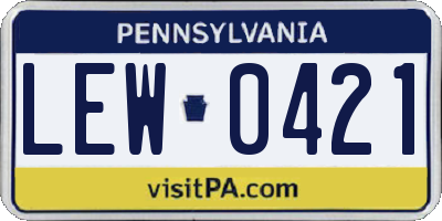 PA license plate LEW0421
