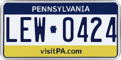 PA license plate LEW0424