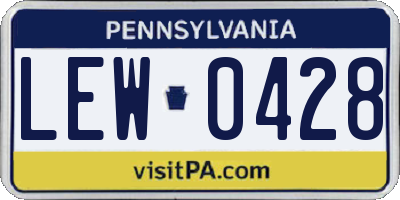 PA license plate LEW0428