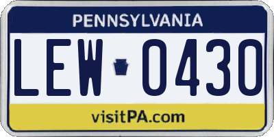 PA license plate LEW0430