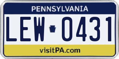 PA license plate LEW0431