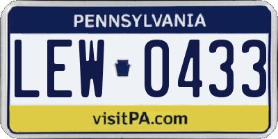 PA license plate LEW0433