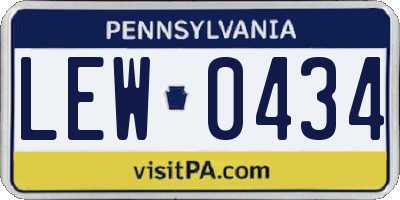 PA license plate LEW0434