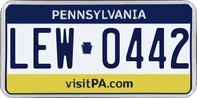 PA license plate LEW0442