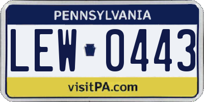 PA license plate LEW0443
