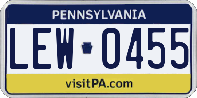 PA license plate LEW0455