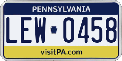 PA license plate LEW0458