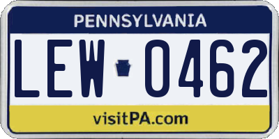 PA license plate LEW0462