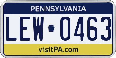 PA license plate LEW0463