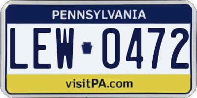 PA license plate LEW0472