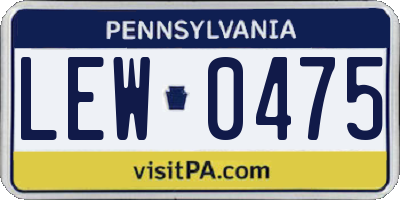 PA license plate LEW0475