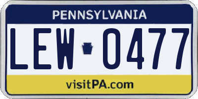 PA license plate LEW0477