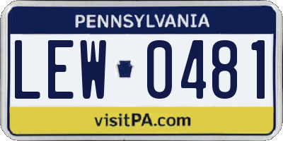 PA license plate LEW0481