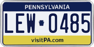 PA license plate LEW0485