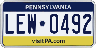 PA license plate LEW0492