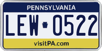 PA license plate LEW0522