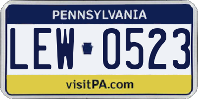 PA license plate LEW0523