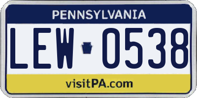 PA license plate LEW0538