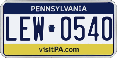 PA license plate LEW0540
