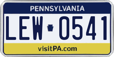 PA license plate LEW0541