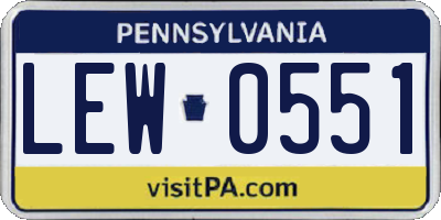 PA license plate LEW0551