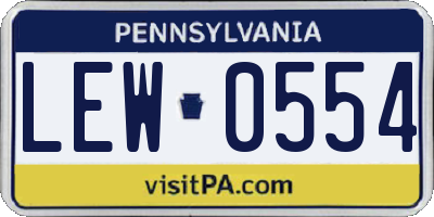 PA license plate LEW0554